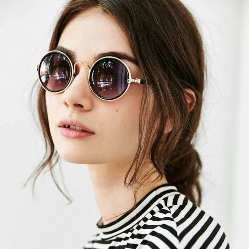 Round Rainbow MIRROR Sunglasses Clear Frames GLAM Fairygoth Hippie Festival City
